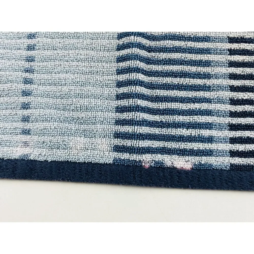 TOMMY HILFIGER Blue Striped Hand Towel Rare Sky Baby Navy Blue Cotton Pakistan